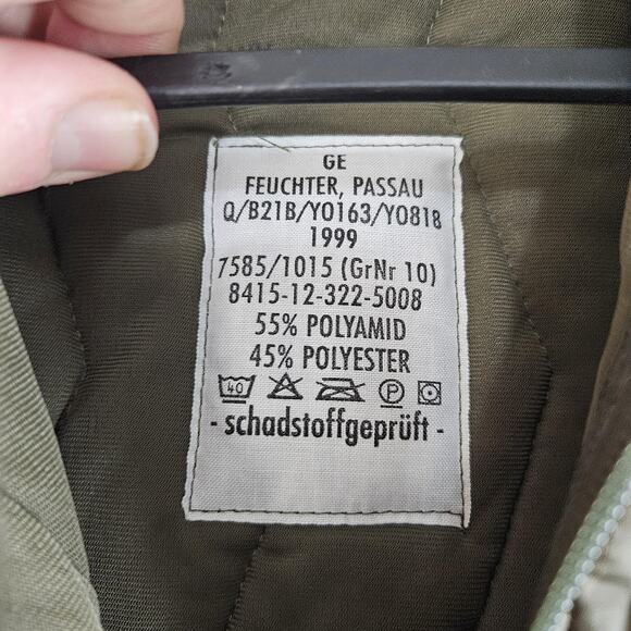 Vintage Bundeswehr German Army Jacket Mens LARGE / XL GrNr 10 Olive Quilted 90s - Picture 3 of 13